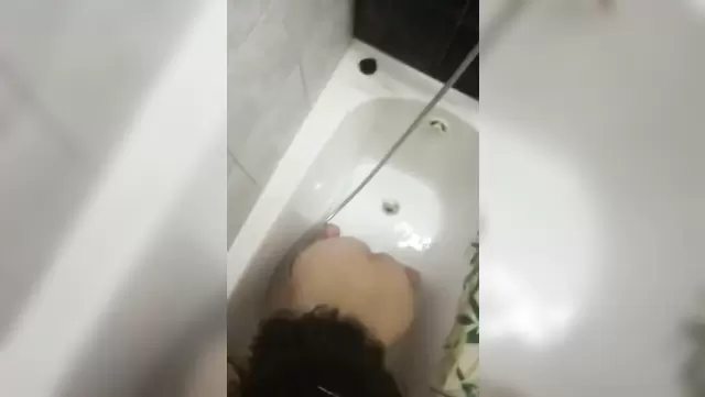 Teen sucking Uzbek cock in the bathroom